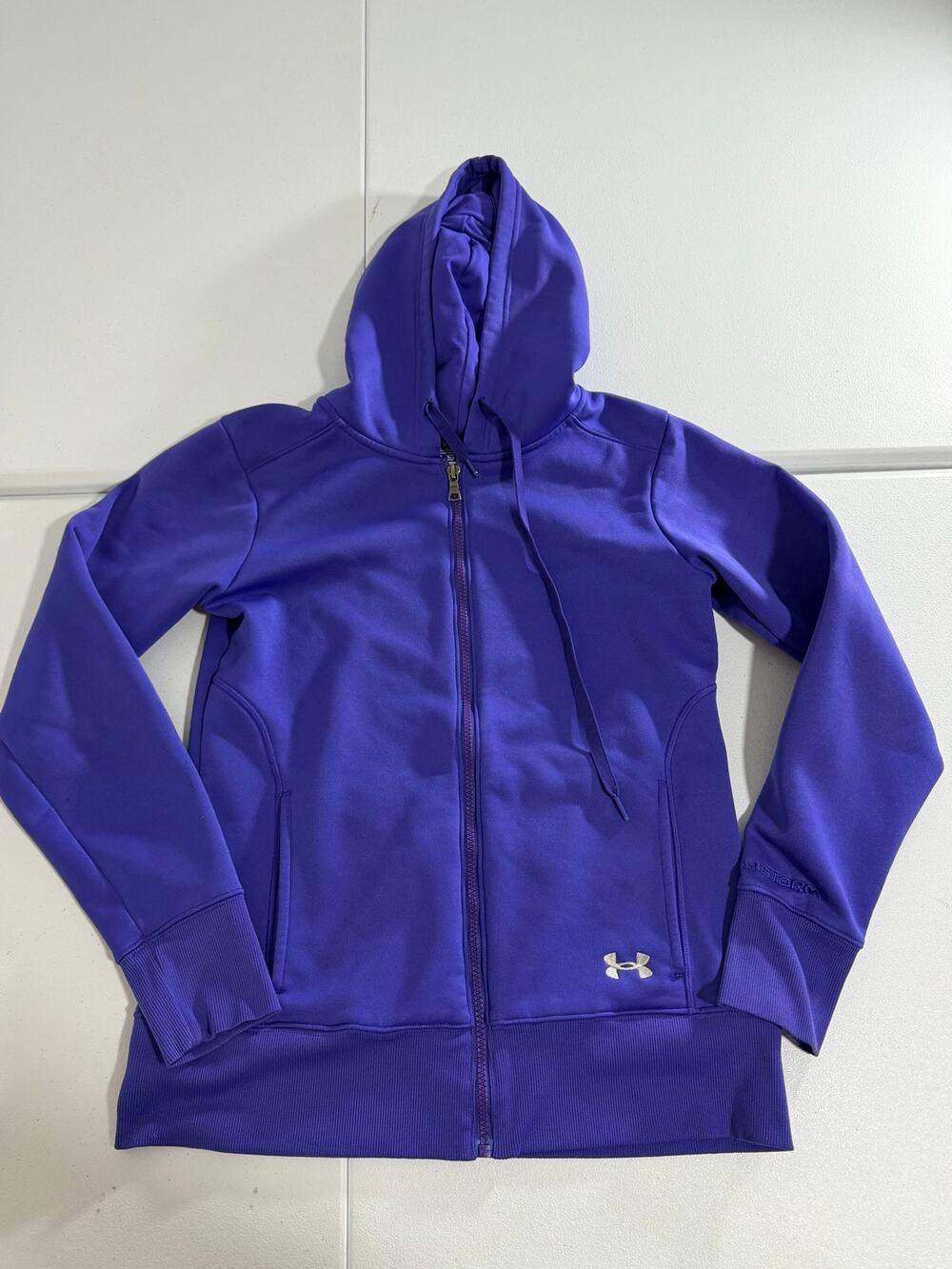 Under Armour UA Storm Full Zip Hoodie Womens Sz S Purple Fleece Semi Fitted